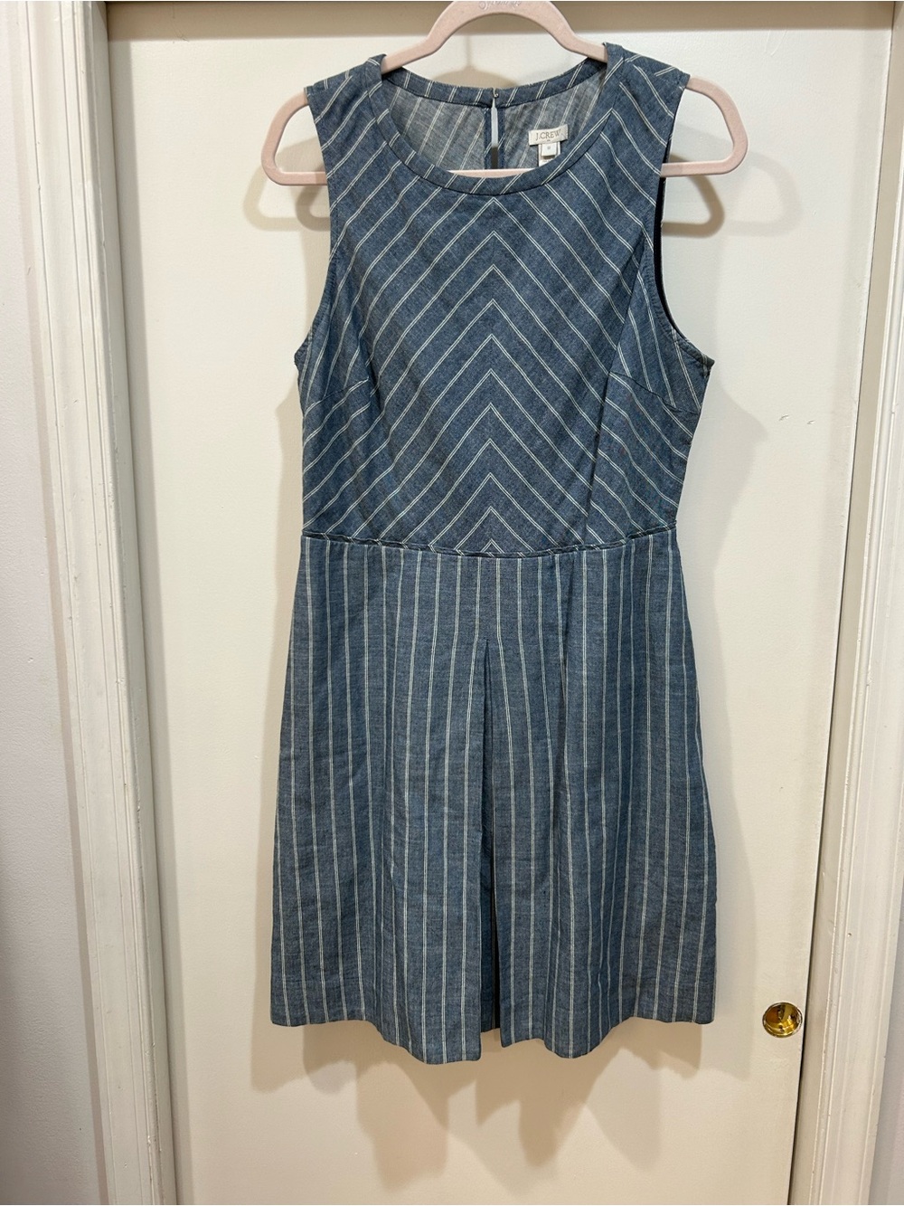 J. Crew Blue and White Striped Sleeveless A-Line Mini Dress
